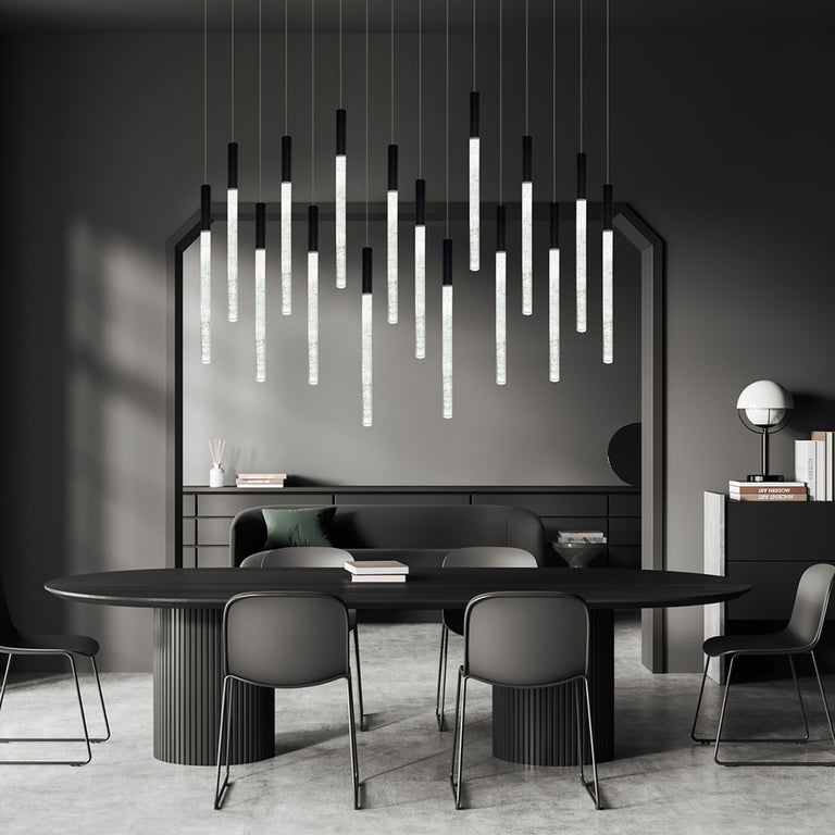 Raindrop 16 Light Dimmable LED Pendant Black