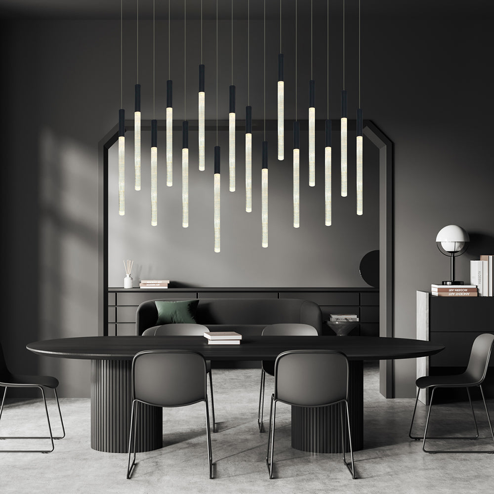 Raindrop 16 Light Dimmable LED Pendant Black