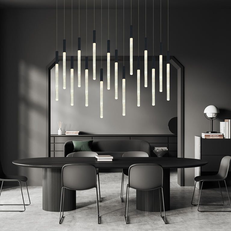 Raindrop 16 Light Dimmable LED Pendant Black