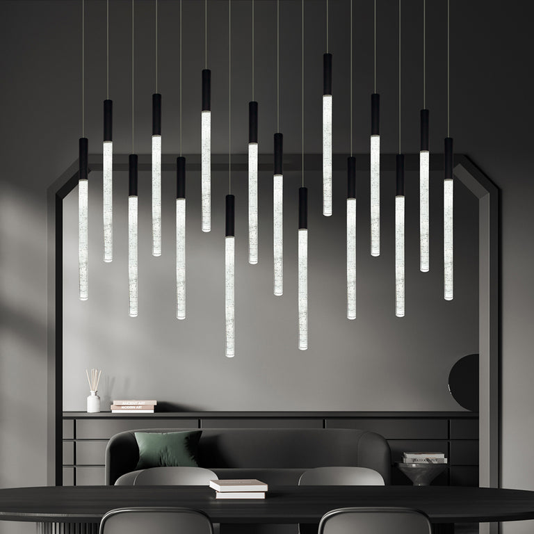 Raindrop 16 Light Dimmable LED Pendant Black