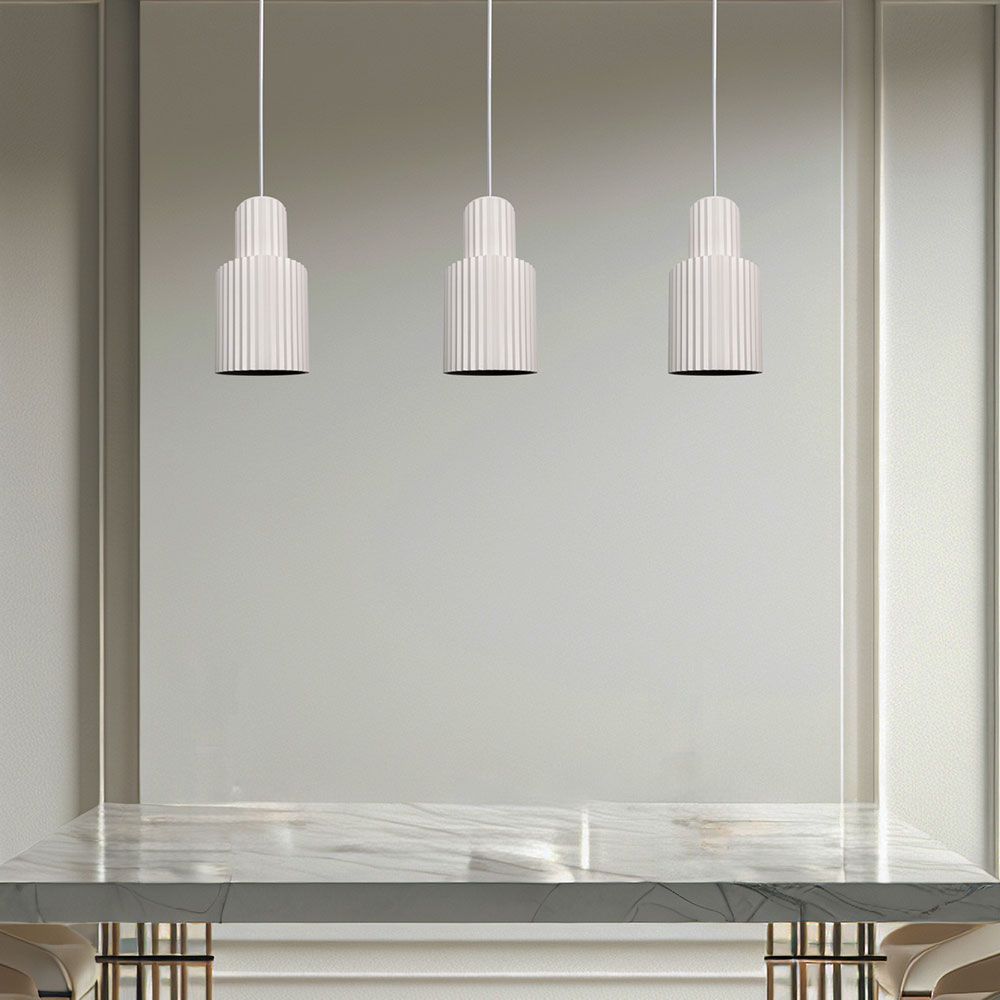 Ribbed 20 GU10 Pendant White