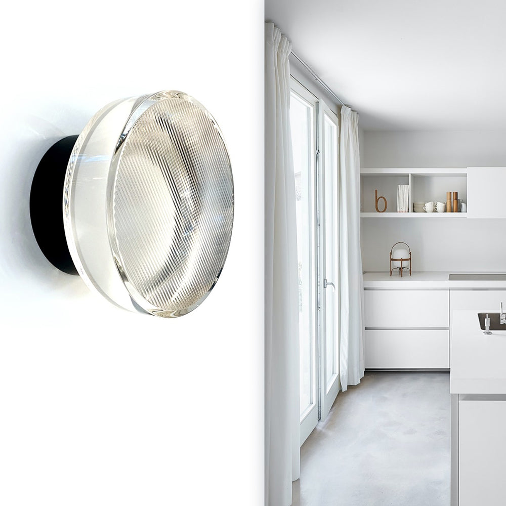 Ribbed LED Wall Light Black