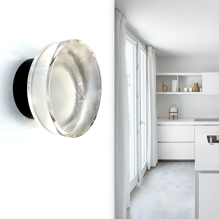 Ribbed LED Wall Light Black