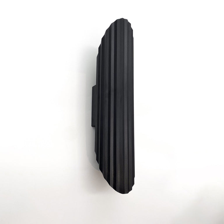 Ribbed Edge 2 Light Wall Light Black