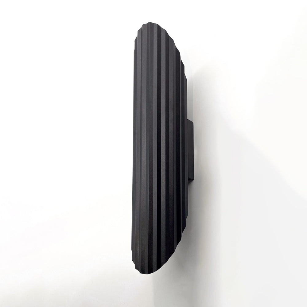 Ribbed Edge 2 Light Wall Light Black