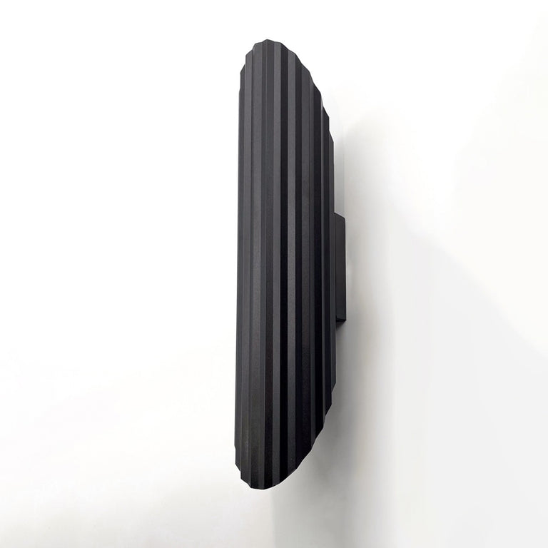 Ribbed Edge 2 Light Wall Light Black