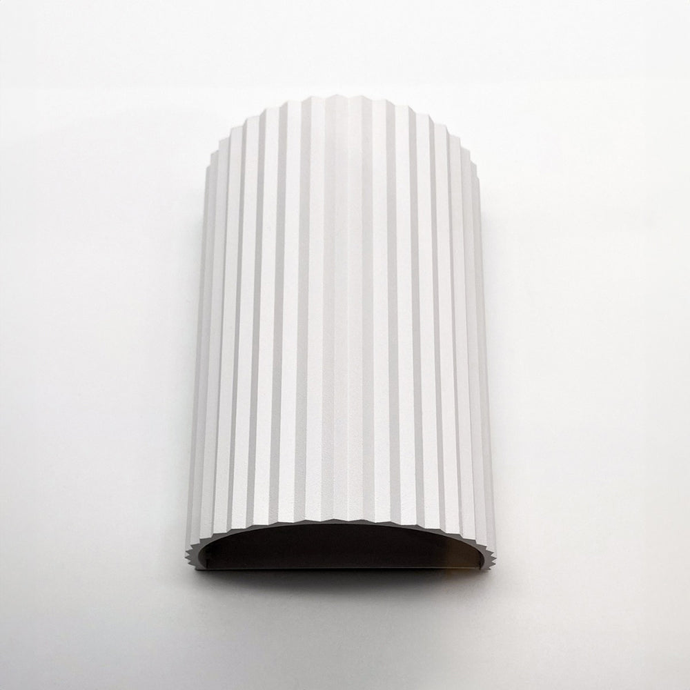 Ribbed Half 2 Light Wall Light White