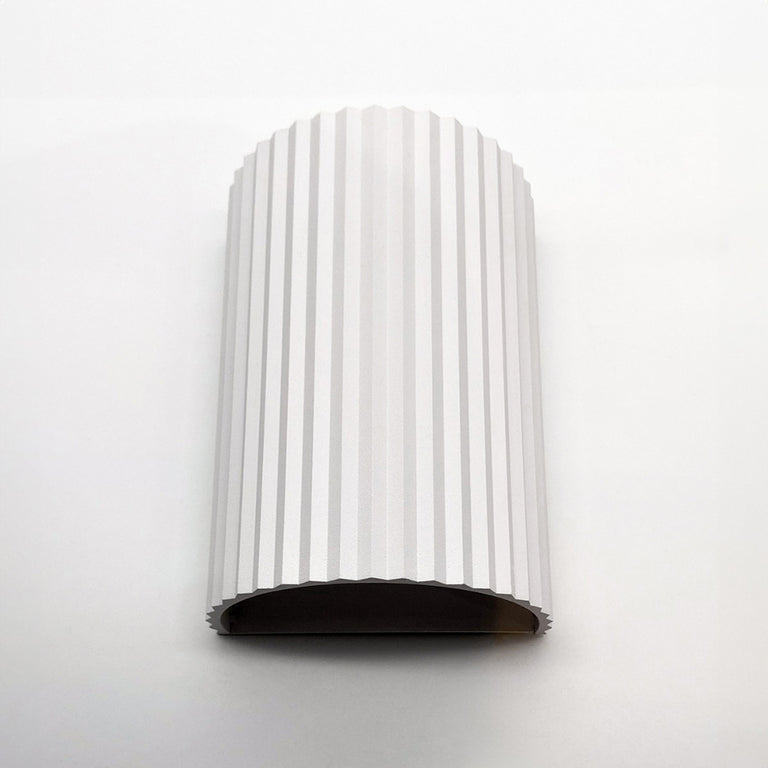 Ribbed Half 2 Light Wall Light White