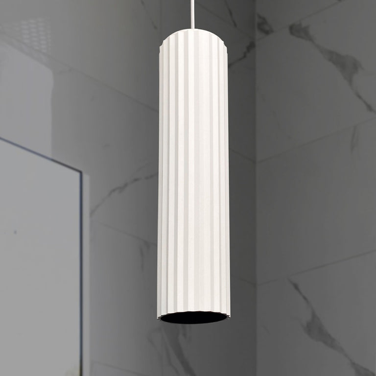 Ribbed Tall GU10 Pendant White