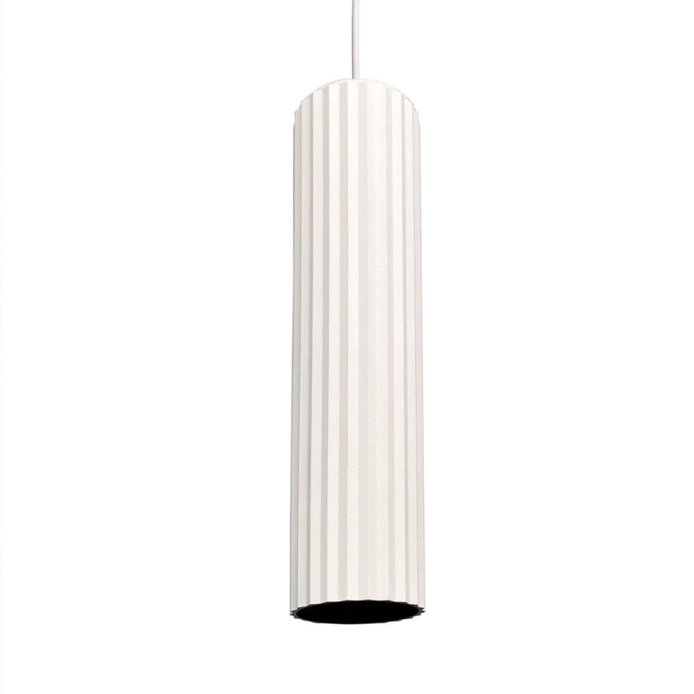 Ribbed Tall GU10 Pendant White