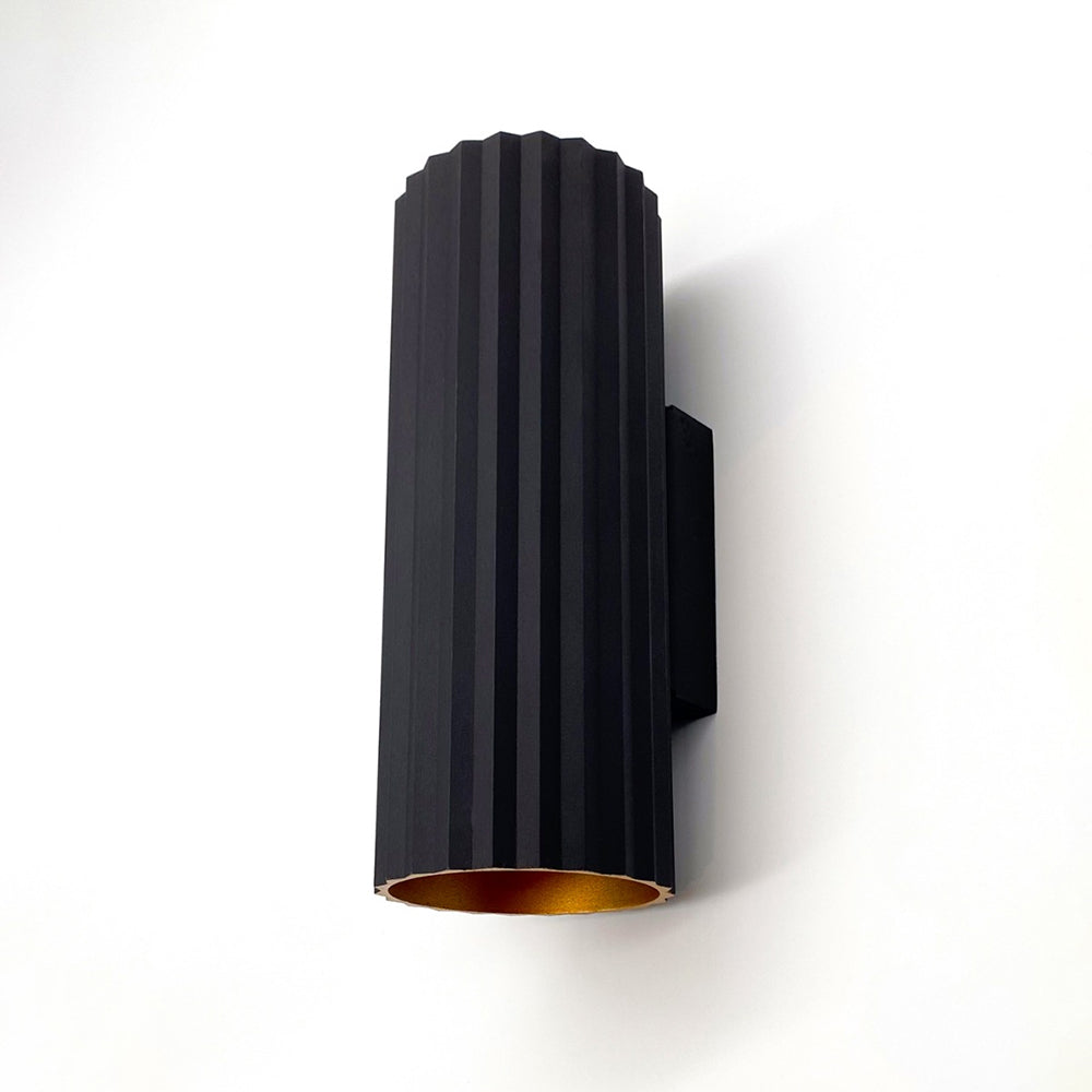 Ribbed Tubo 2 Light Wall Light Black