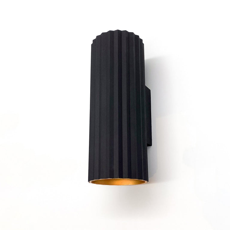 Ribbed Tubo 2 Light Wall Light Black