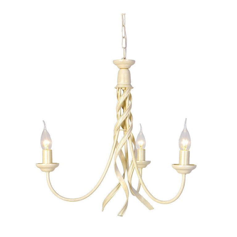 Ribbon 3 Light Chandelier Ivory / Gold - RB3 IVRY/GLD