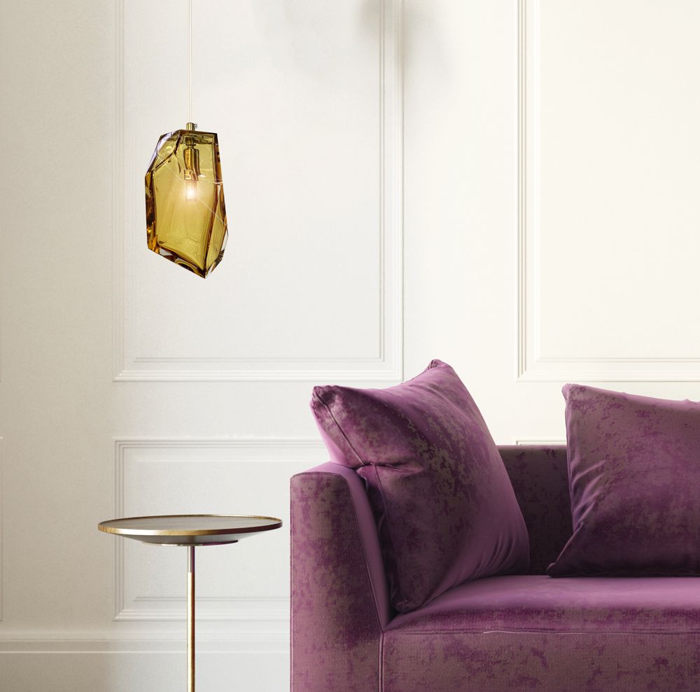 Crystal Rock Pendant Amber