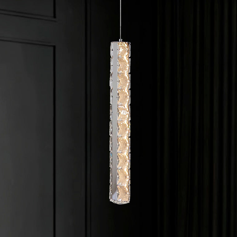 Ruby 1 Light Dimmable LED Crystal Pendant Chrome / Cool White