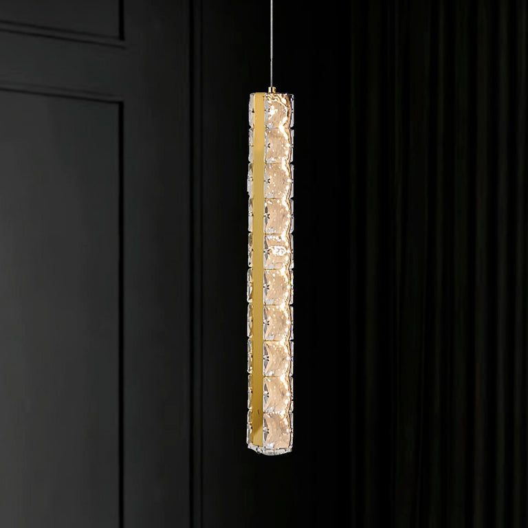 Ruby 1 Light Dimmable LED Crystal Pendant Gold / Cool White