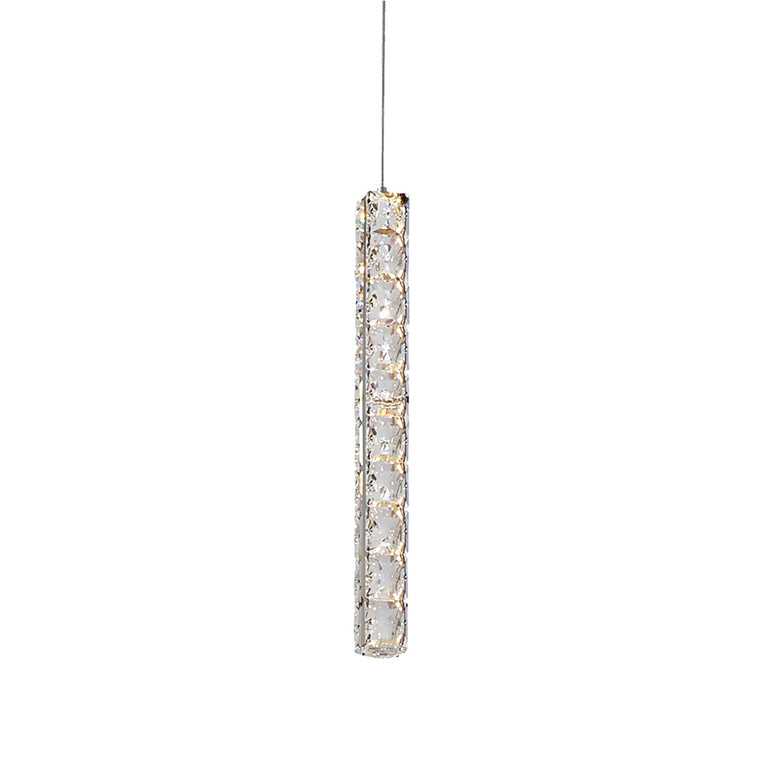 Ruby 1 Light Dimmable LED Crystal Pendant Chrome / Cool White