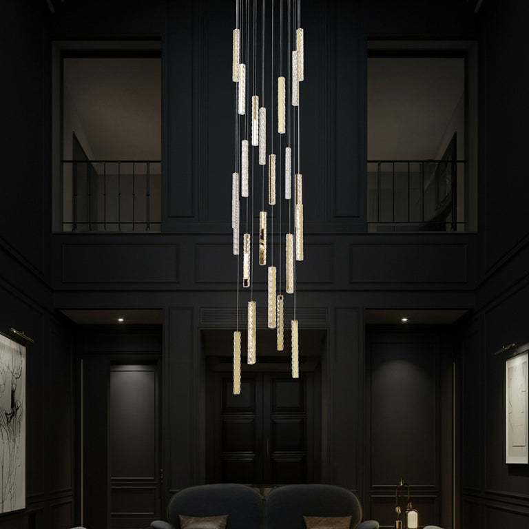Ruby 20 Light Dimmable LED Crystal Pendant Gold / Tri-Colour