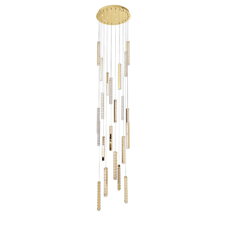 Ruby 20 Light Dimmable LED Crystal Pendant Gold / Tri-Colour