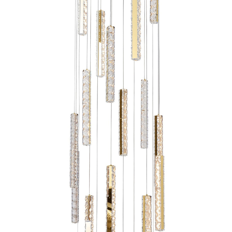Ruby 20 Light Dimmable LED Crystal Pendant Gold / Tri-Colour