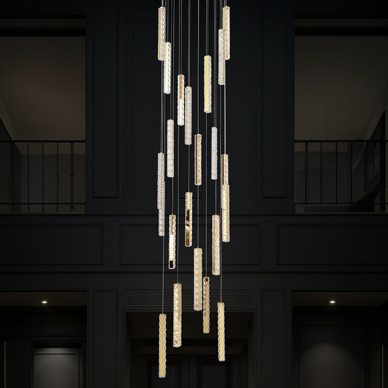 Ruby 20 Light Dimmable LED Crystal Pendant Gold / Tri-Colour