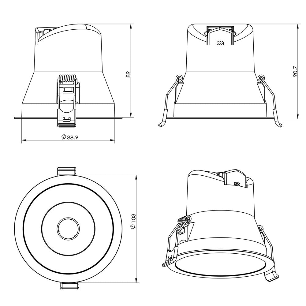 Coolum Plus 9W Dimmable LED Downlight White / Tri-Colour - S9068TC/WH