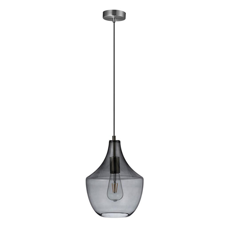 Sail Glass Pendant Light Satin Chrome / Smoke - 22754