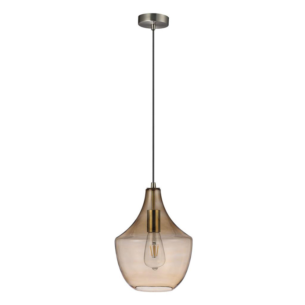 Sail Glass Pendant Light Antique Brass / Amber - 22755