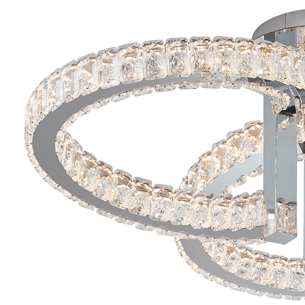 Sapphire 3 Light LED Close To Ceiling Light Chrome / Tri-Colour