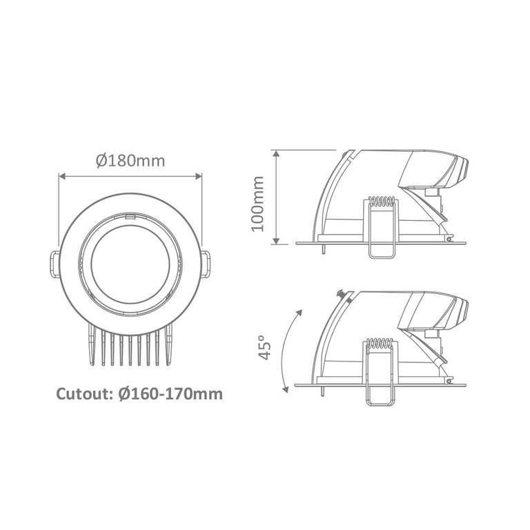 Scoop-25 25W Dimmable LED Downlight Black / Tri-Colour - 20470