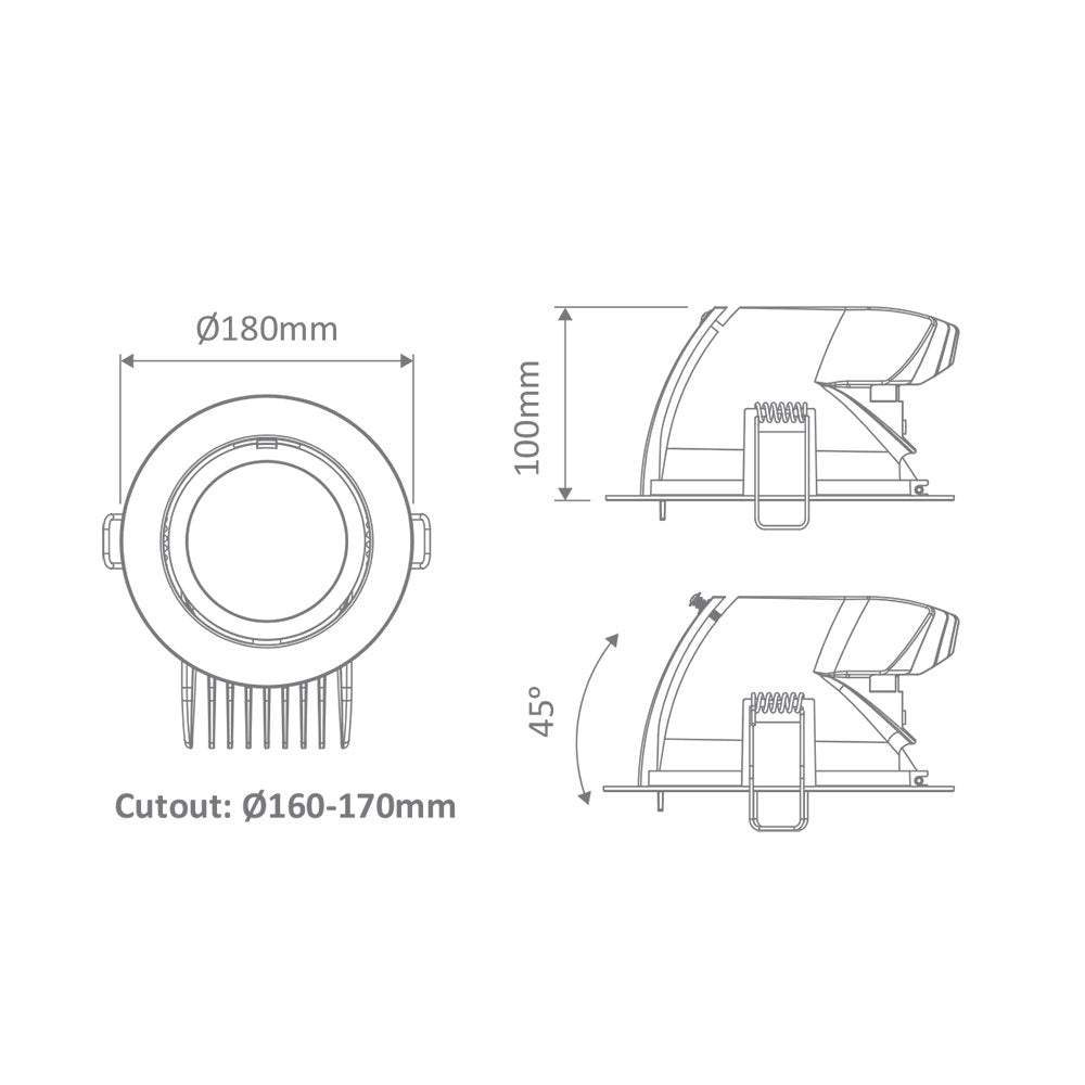 Scoop-25 25W Dali Dimmable LED Downlight Black / Tri-Colour - 20471