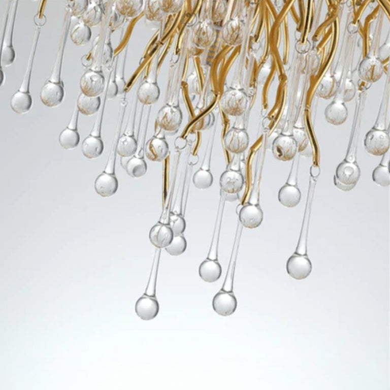 Snow Fall Crystal Drop Pendant Gold