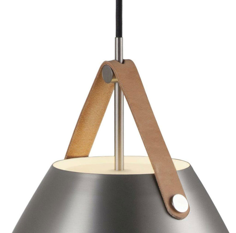Strap 36 1 Light Pendant Leather Brushed Steel - 84343032