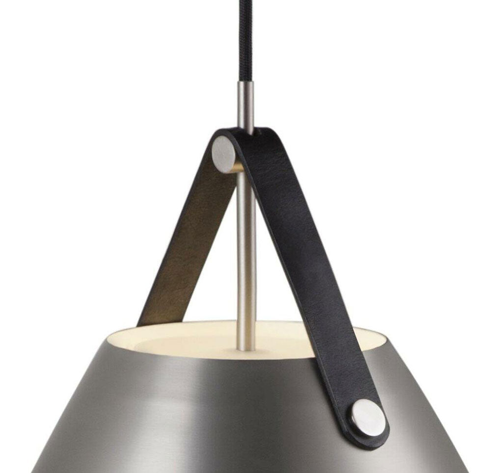 Strap 36 1 Light Pendant Leather Brushed Steel - 84343032