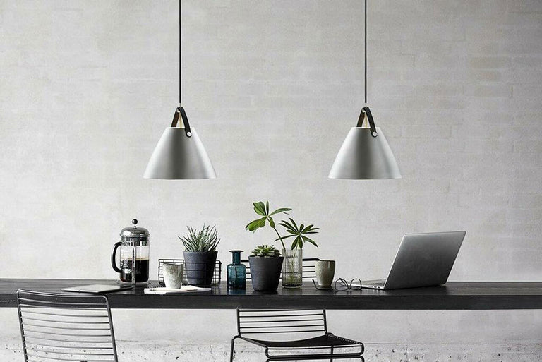 Strap 36 1 Light Pendant Leather Brushed Steel - 84343032