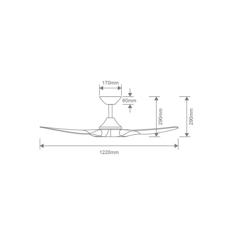 Strike 48" DC 3 Blade Ceiling Fan With 18W Tri-Colour Dimmable LED White / White - 60130 + 60140
