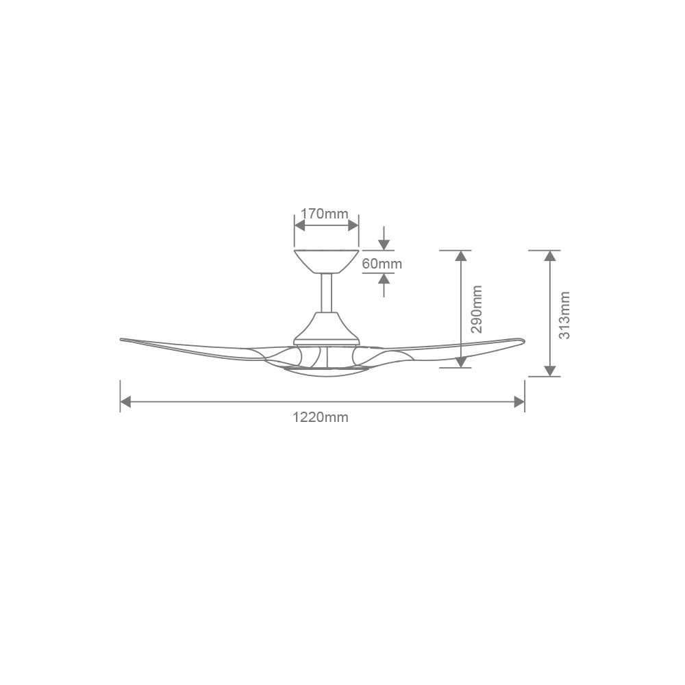 Strike 48" DC 3 Blade Ceiling Fan White / Oak - 60133