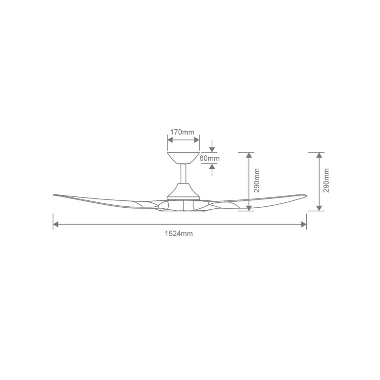 Strike 60" DC 3 Blade Ceiling Fan With 18W Tri-Colour Dimmable LED Black / Walnut - 60137 + 60141