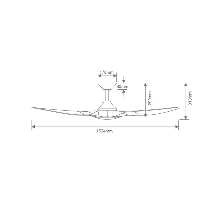 Strike 60" DC 3 Blade Ceiling Fan Black / Black - 60136