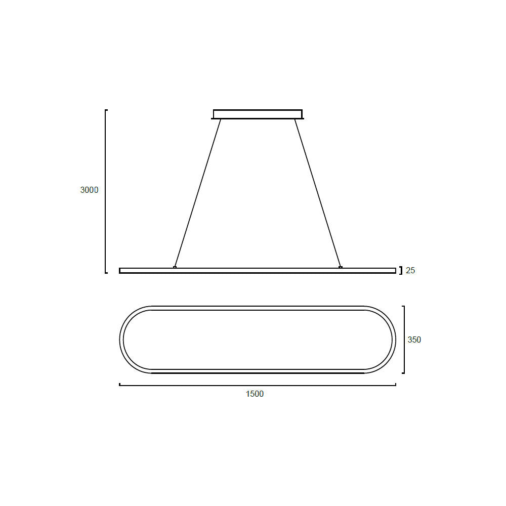 Sudor 1.5M LED Dimmable Down Pendant Light Black / Warm White