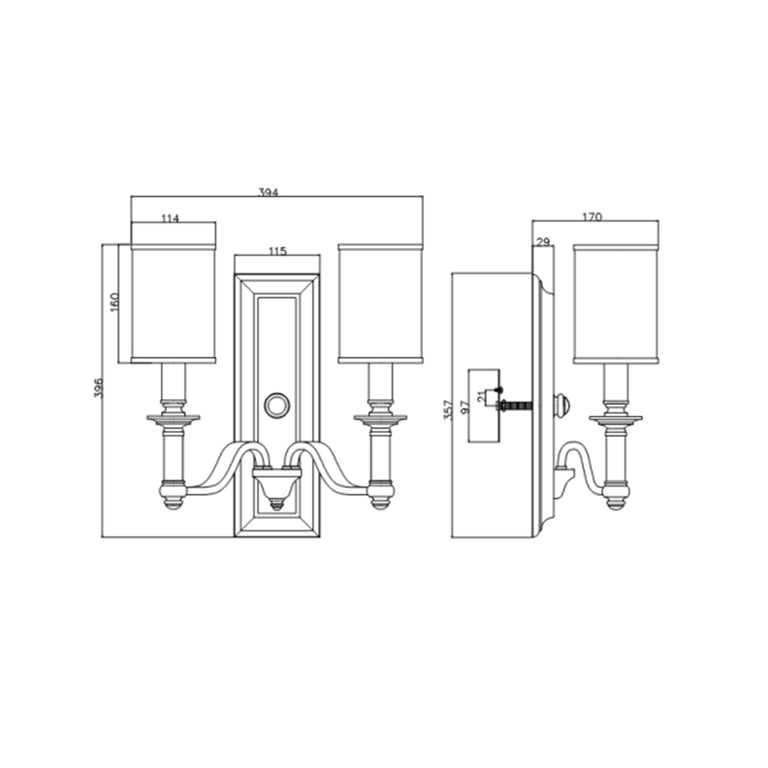 Sussex 1 Light Wall Light Brushed Nickel - HK-SUSSEX1