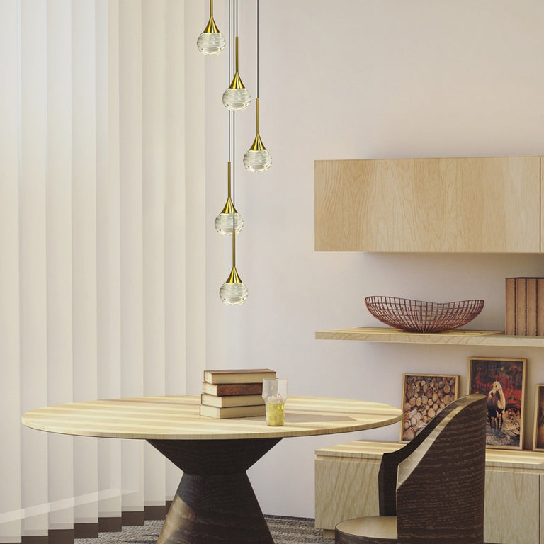 Toffee 5 Light LED Pendant Gold
