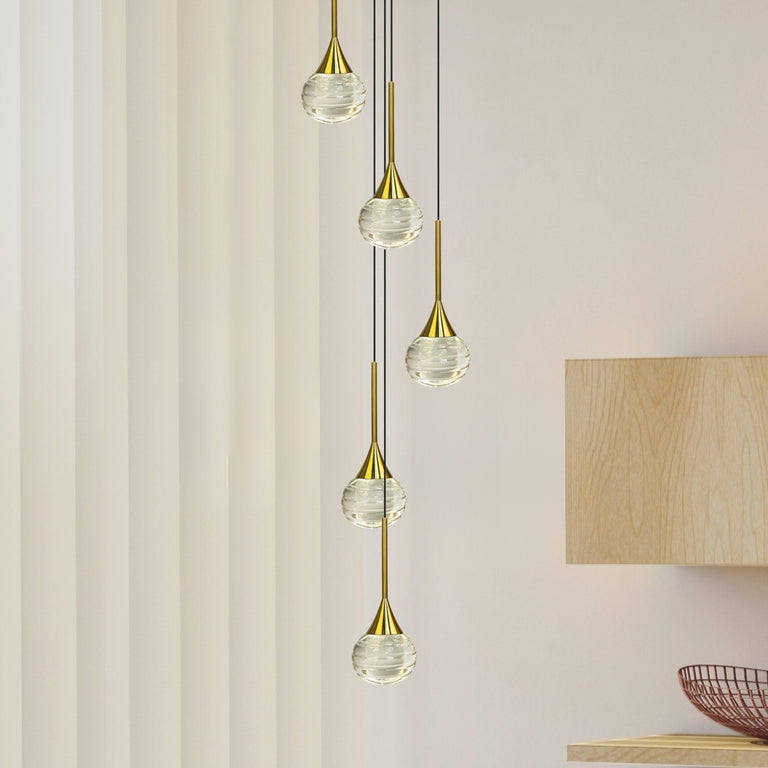 Toffee 5 Light LED Pendant Gold