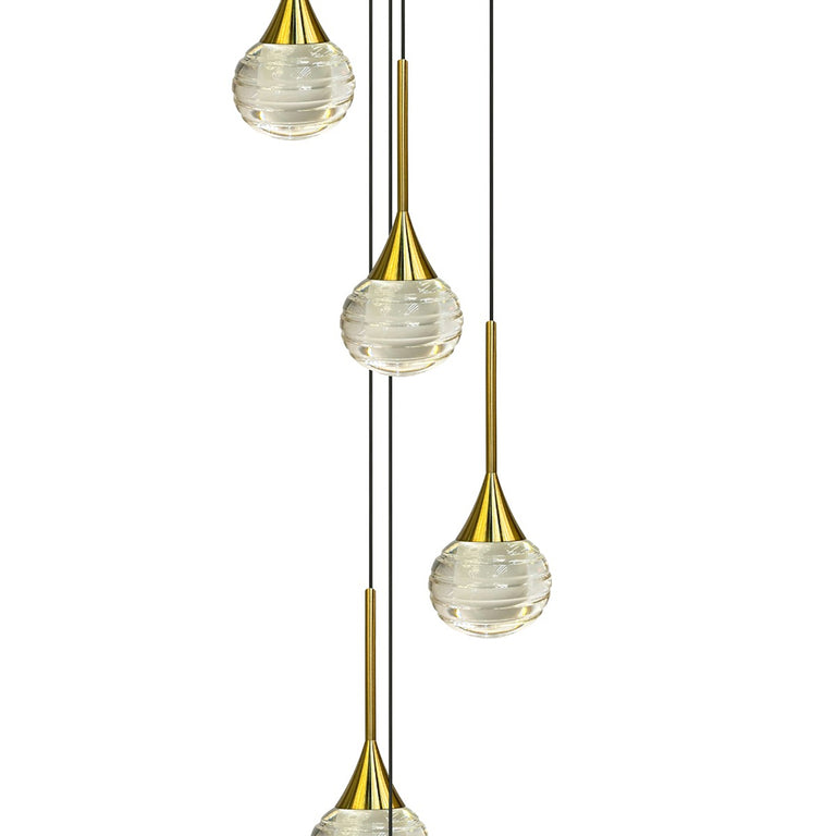 Toffee 5 Light LED Pendant Gold