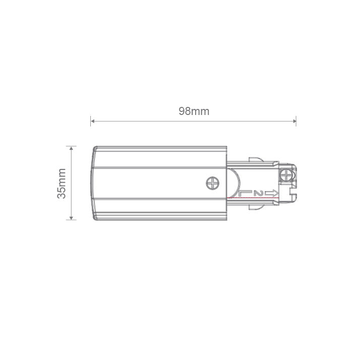 Trak 3 Circuit 240V Live Left End White - 22159