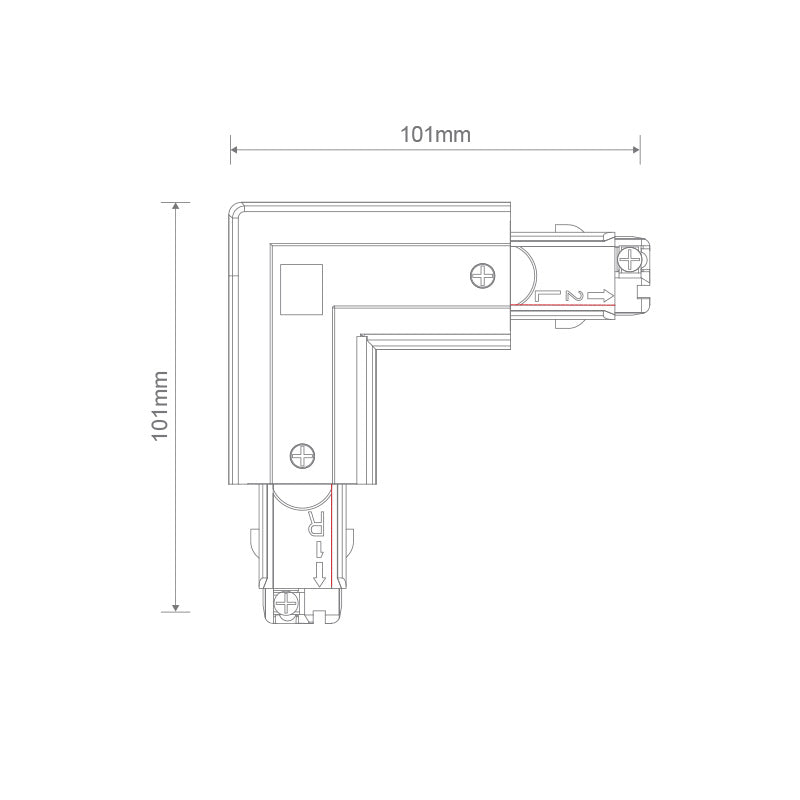 Trak 3 Circuit 240V L Shaped Left Live Joiner Black - 22164