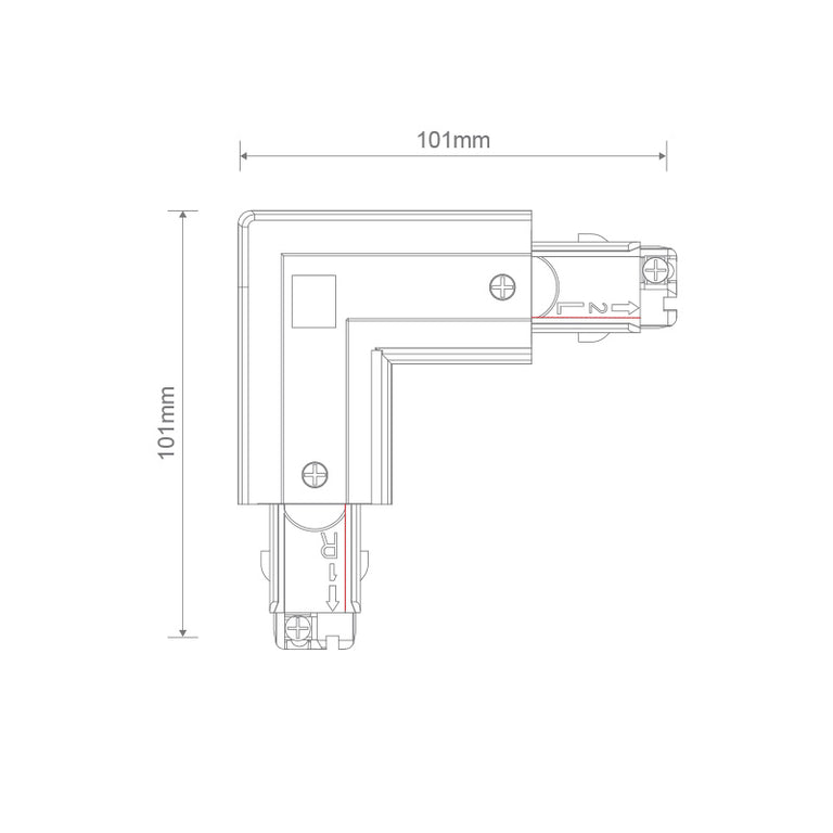 Trak 3 Circuit 240V L Shaped Left Live Joiner Black - 22164