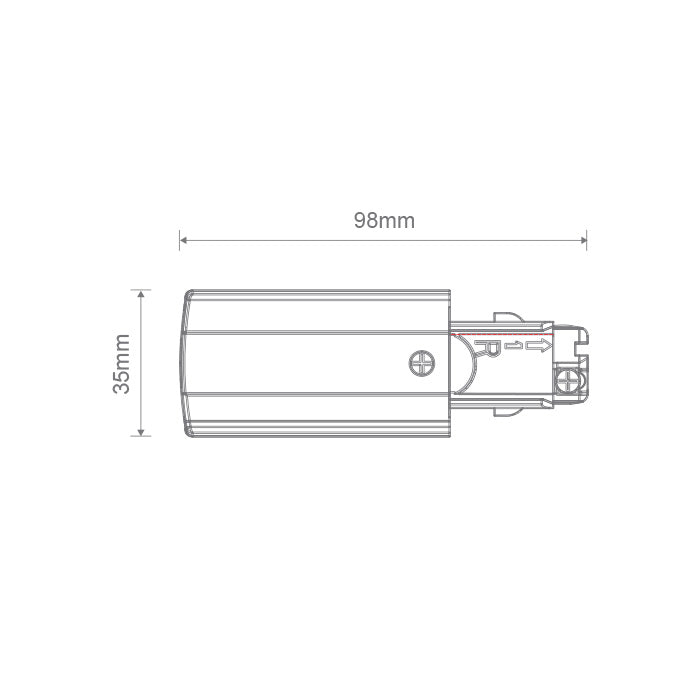 Trak 3 Circuit 240V Live Right End Black - 22156