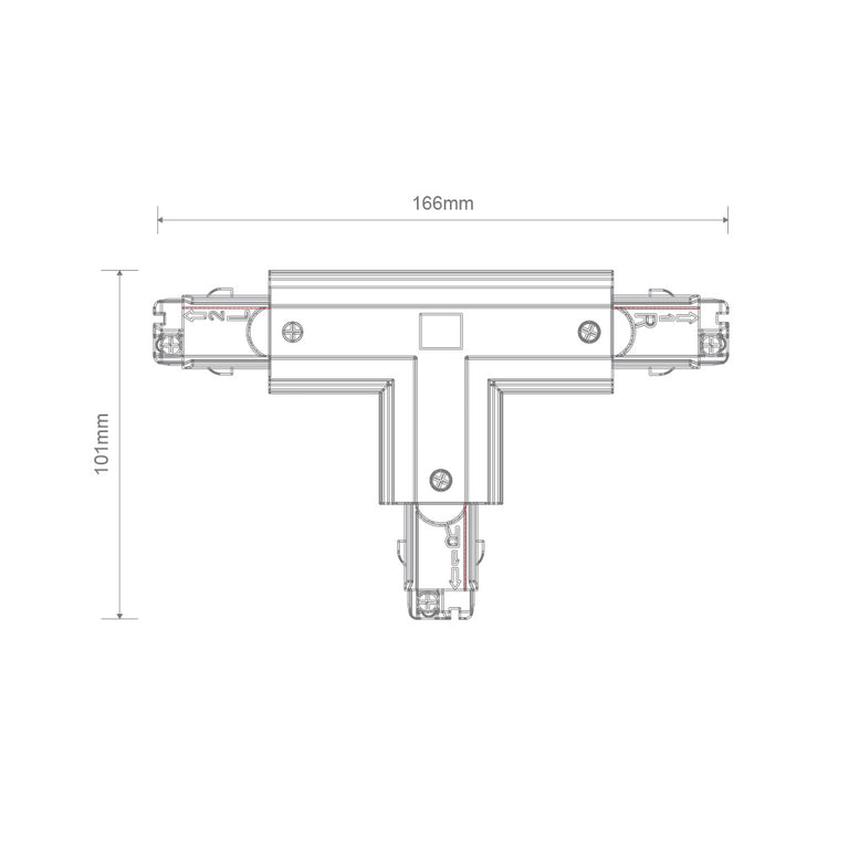 Trak 3 Circuit 240V T Shape Left Live White - 22177