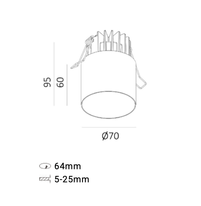 Tubo 65 High CRI 8W LED Dimmable Recessed Downlight Black